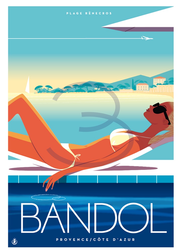 Affiche Bain de soleil Monsieur Z x Bandol Tourisme