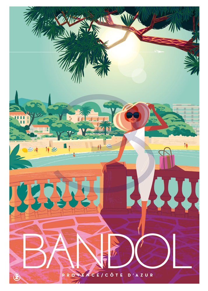 Affiche Dame au chapeau Monsieur Z x Bandol Tourisme