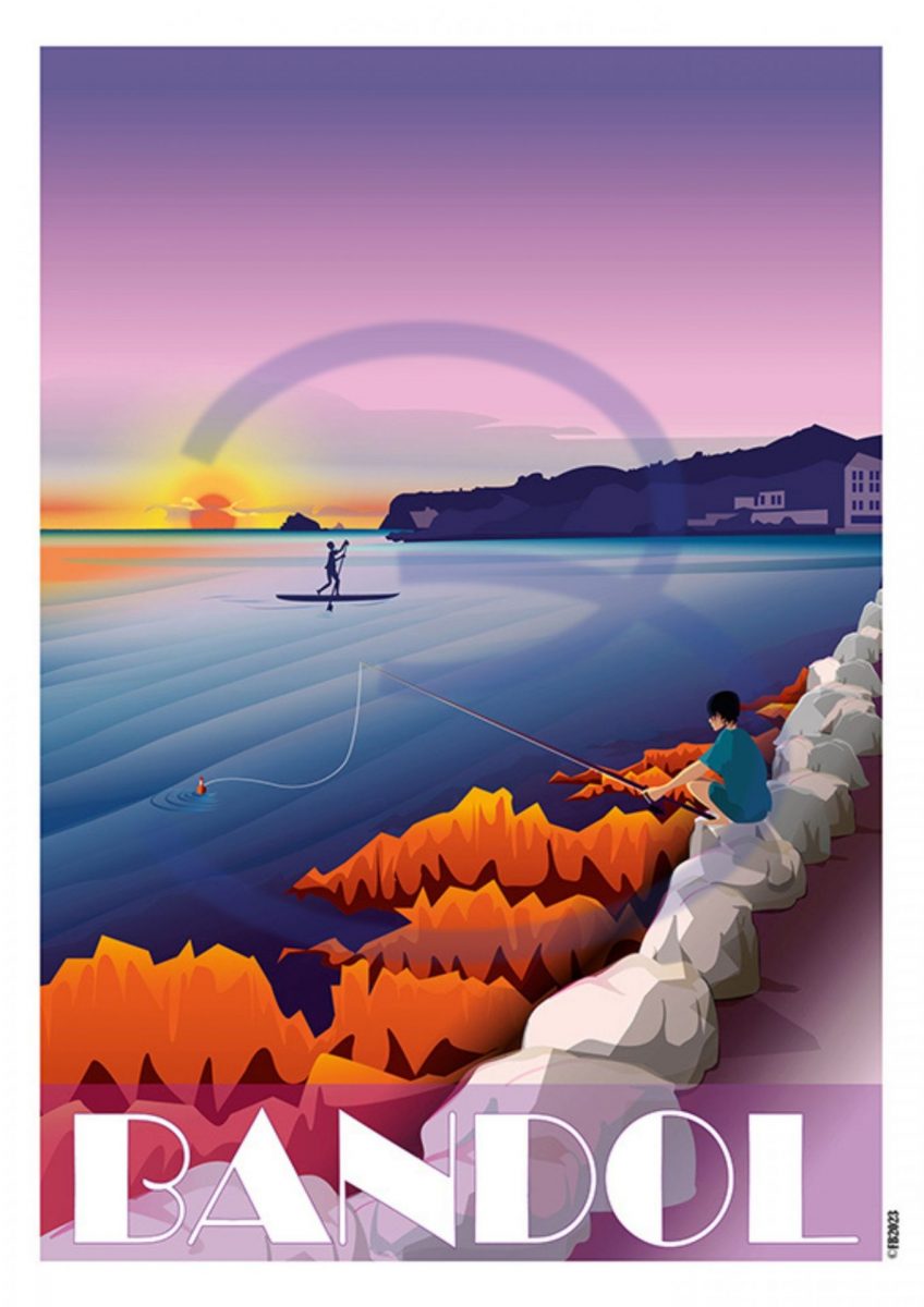 Affiche coucher de soleil Trou Madame Bandol
