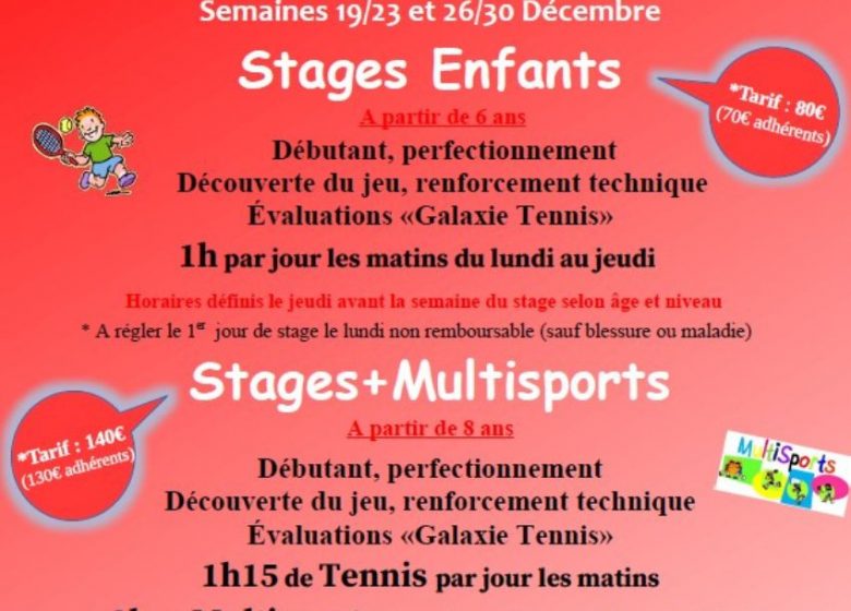 Stages tennis Noël – Tennis Club de Bandol