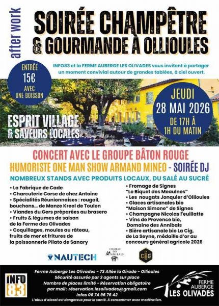Soirée champêtre et gourmande à Ollioules